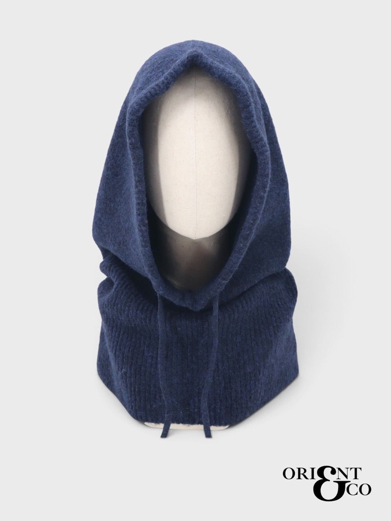Cagoule en maille à cordons - Marine