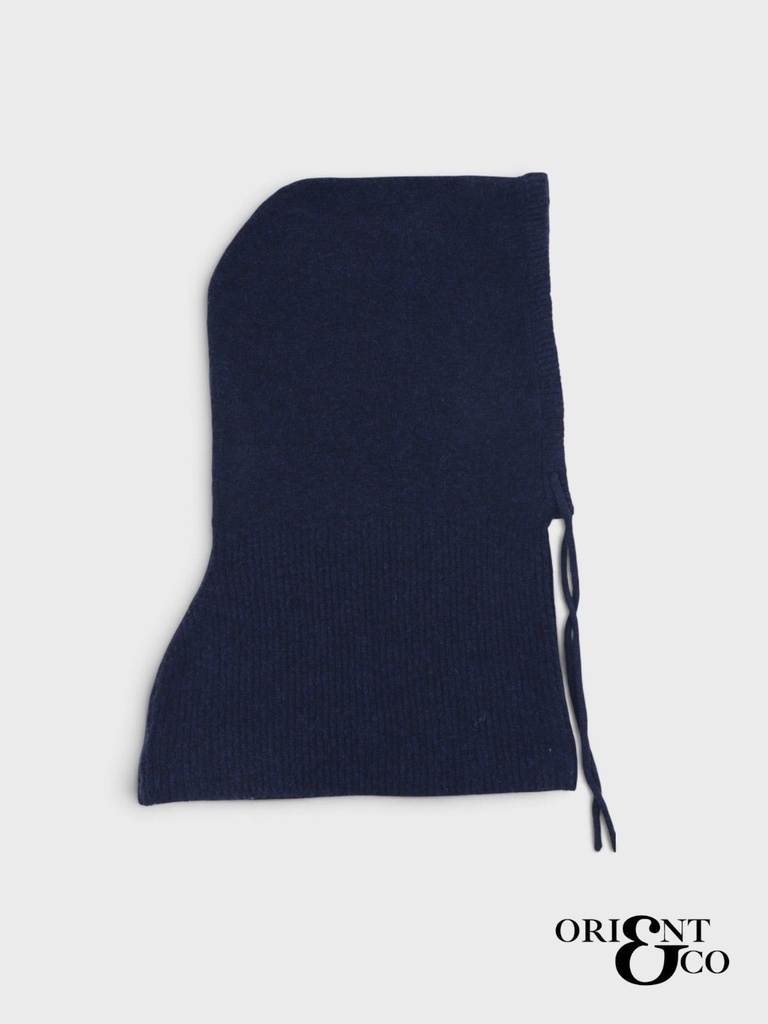 Cagoule en maille à cordons - Marine (3)
