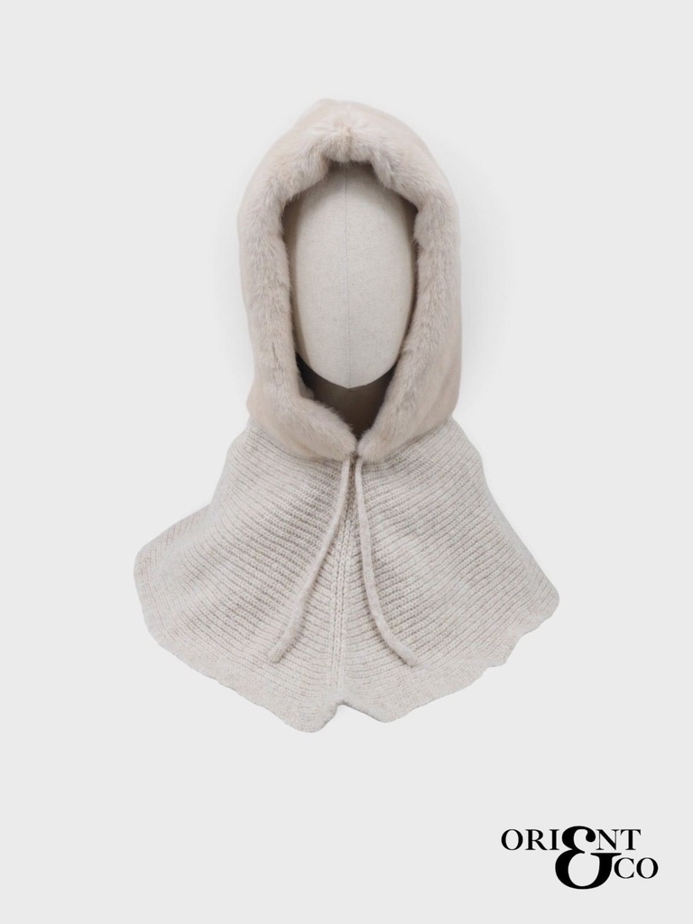 Cagoule capuche fausse fourrure - Beige (2)