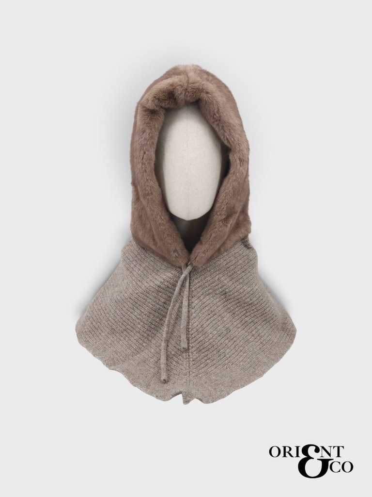 Cagoule capuche fausse fourrure - Taupe (2)