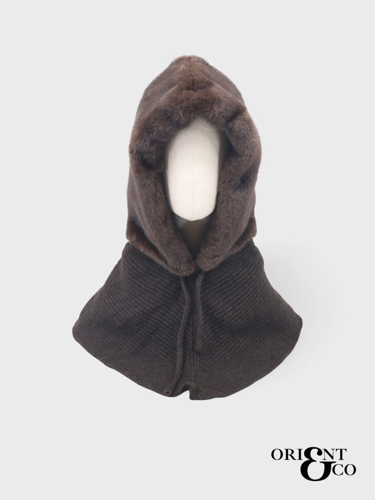 Cagoule capuche fausse fourrure - Chocolat (2)