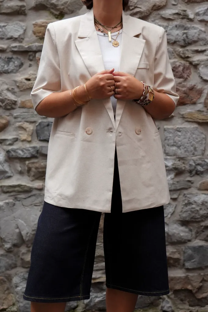 Blazer à manches courtes - Beige
