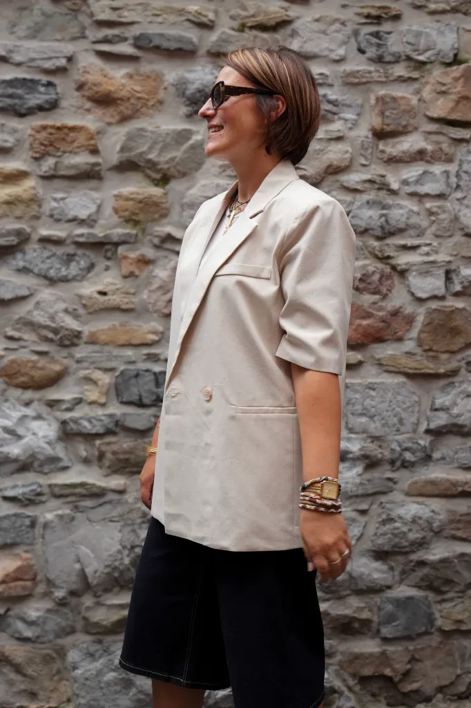 Blazer à manches courtes - Beige — vue 4