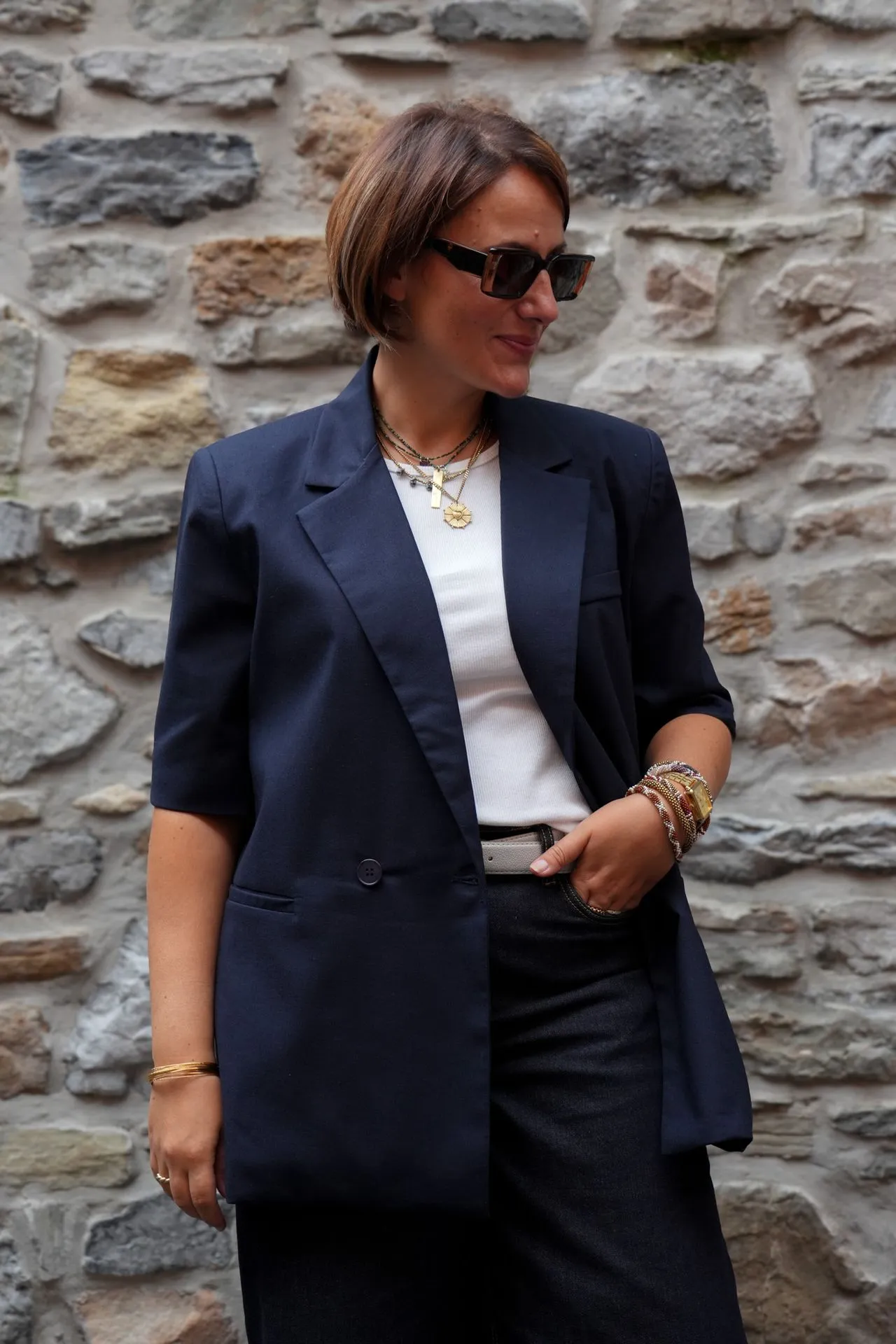 Blazer à manches courtes - Bleu Marine — vue 6