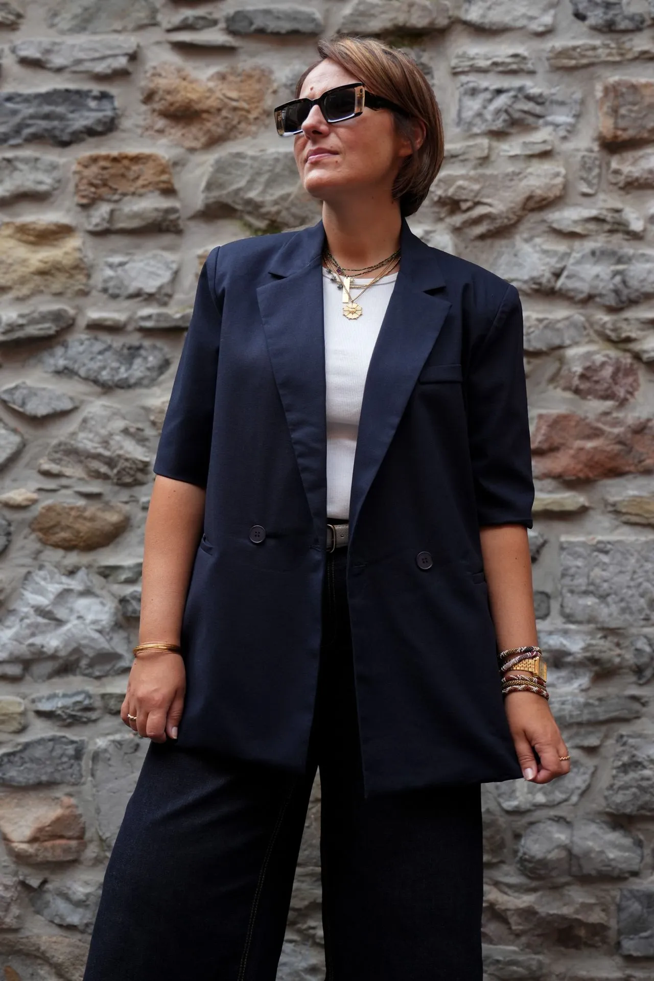 Blazer à manches courtes - Bleu Marine — vue 5