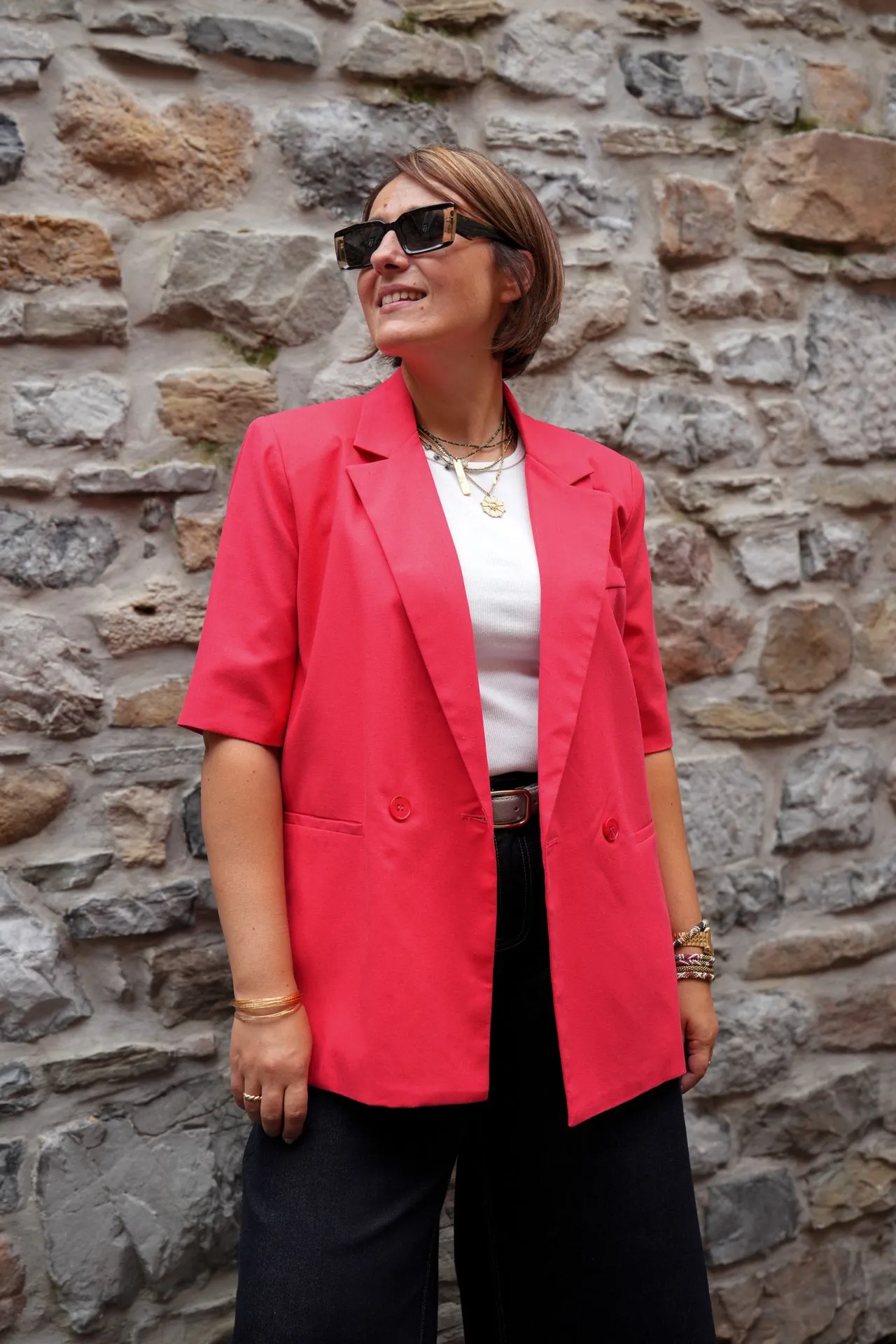 Blazer à manches courtes - Corail — vue 3