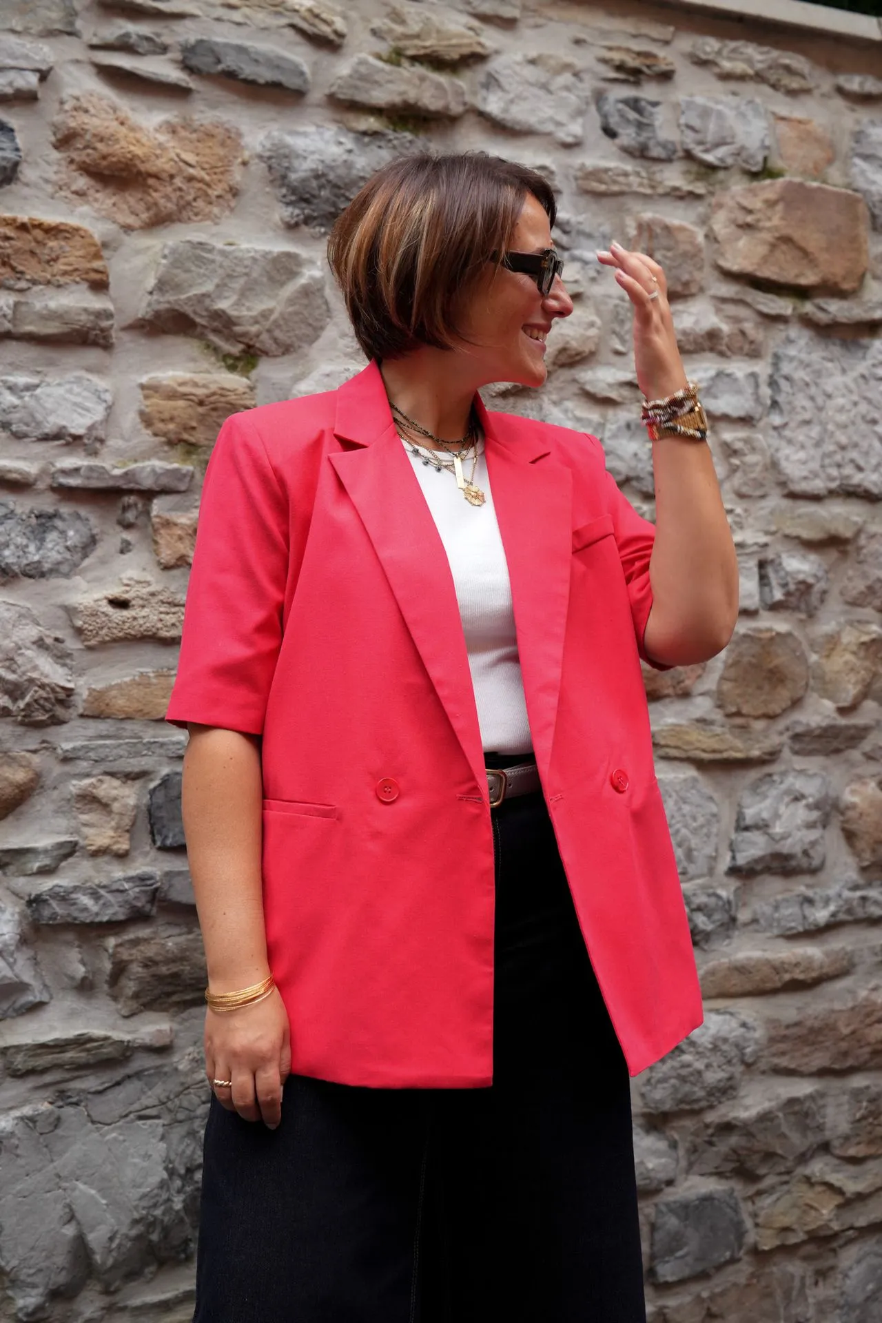 Blazer à manches courtes - Corail — vue 5