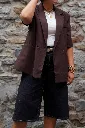 Blazer à manches courtes - Marron — vue 2