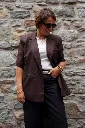 Blazer à manches courtes - Marron — vue 4