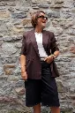 Blazer à manches courtes - Marron — vue 3