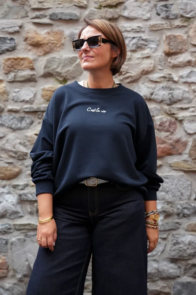 Sweat-shirt en coton - Blue marine