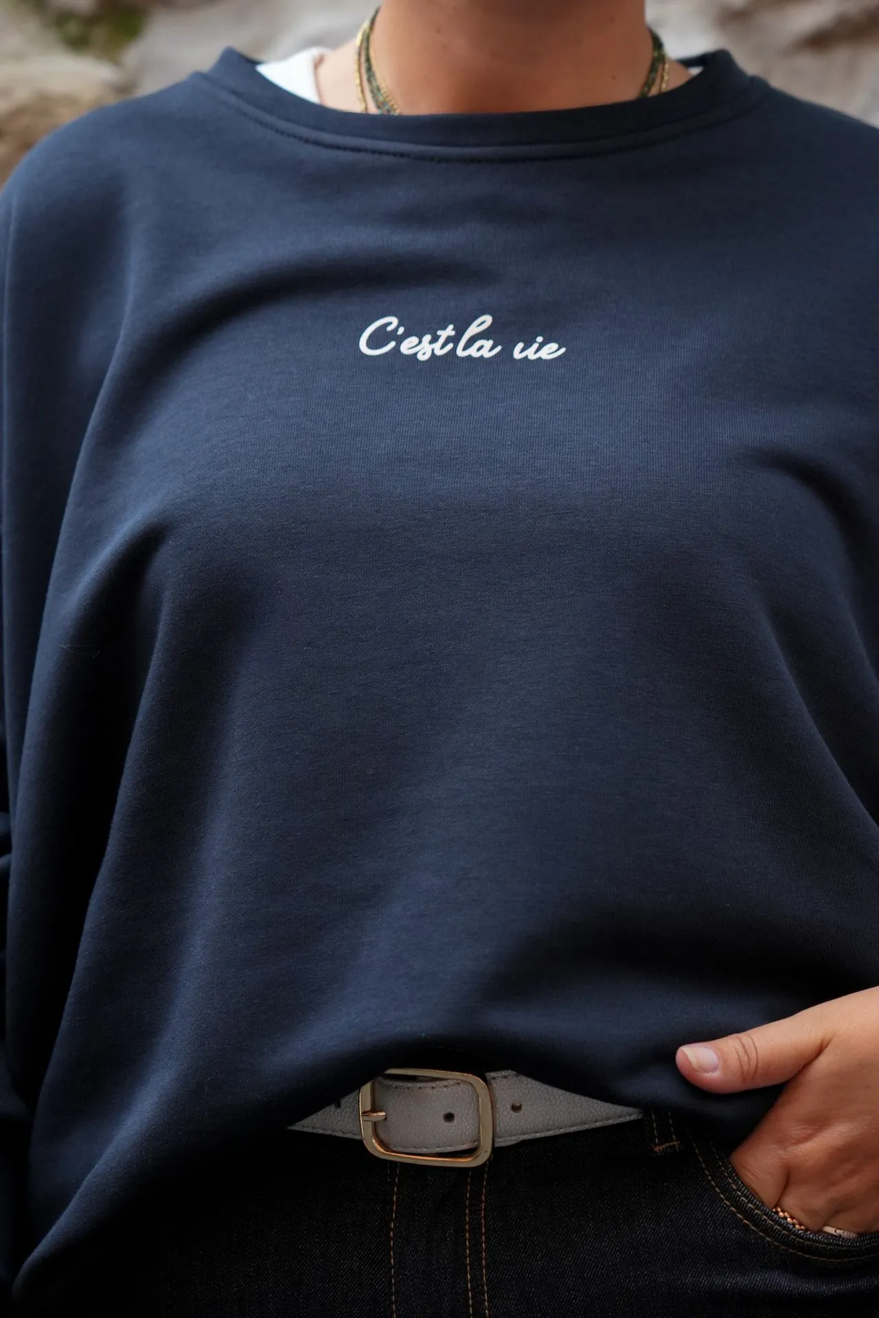Sweat-shirt en coton - Blue marine — vue 4