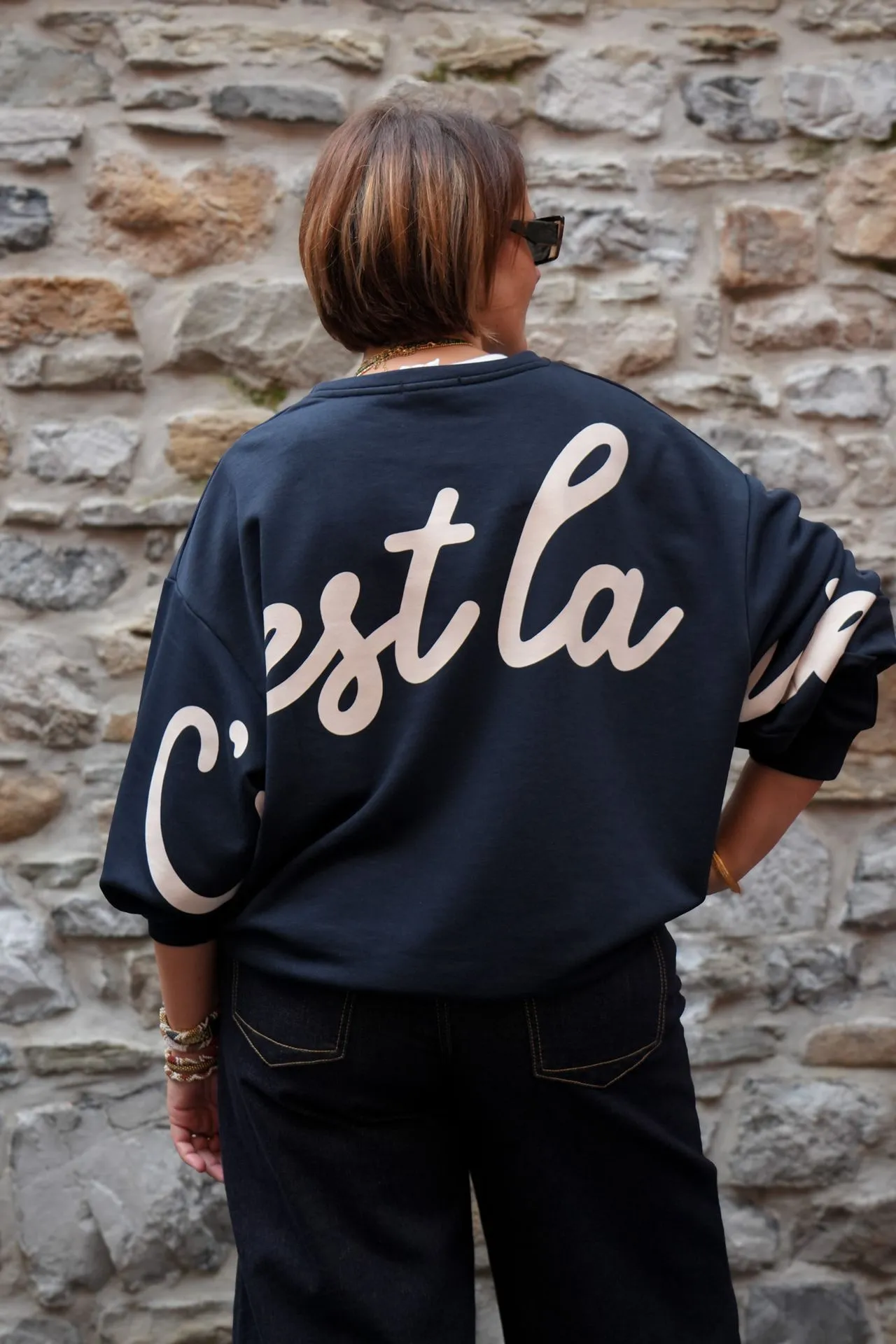 Sweat-shirt en coton - Blue marine — vue 3