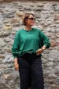 Sweat-shirt en coton - Vert — vue 3