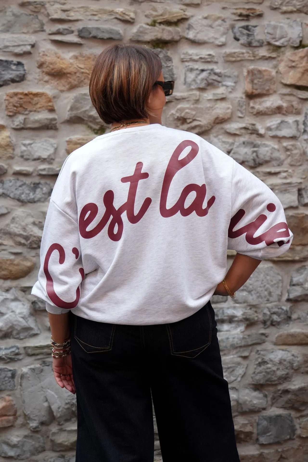 Sweat-shirt en coton - Gris — vue 2