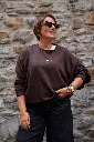 Sweat-shirt en coton - Chocolat — vue 3