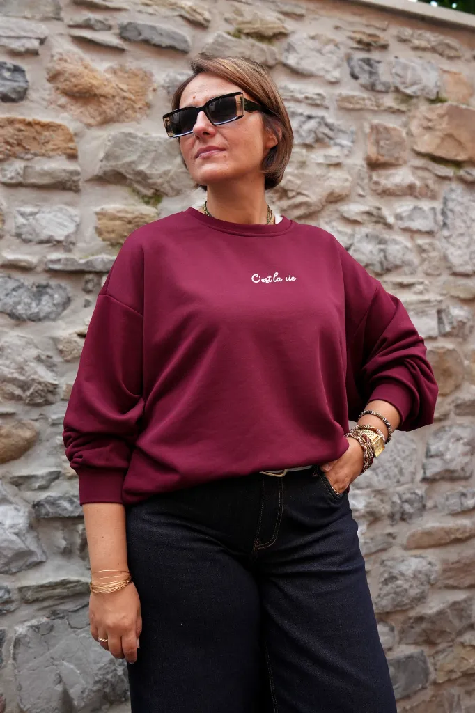 Sweat-shirt en coton - Bordeaux