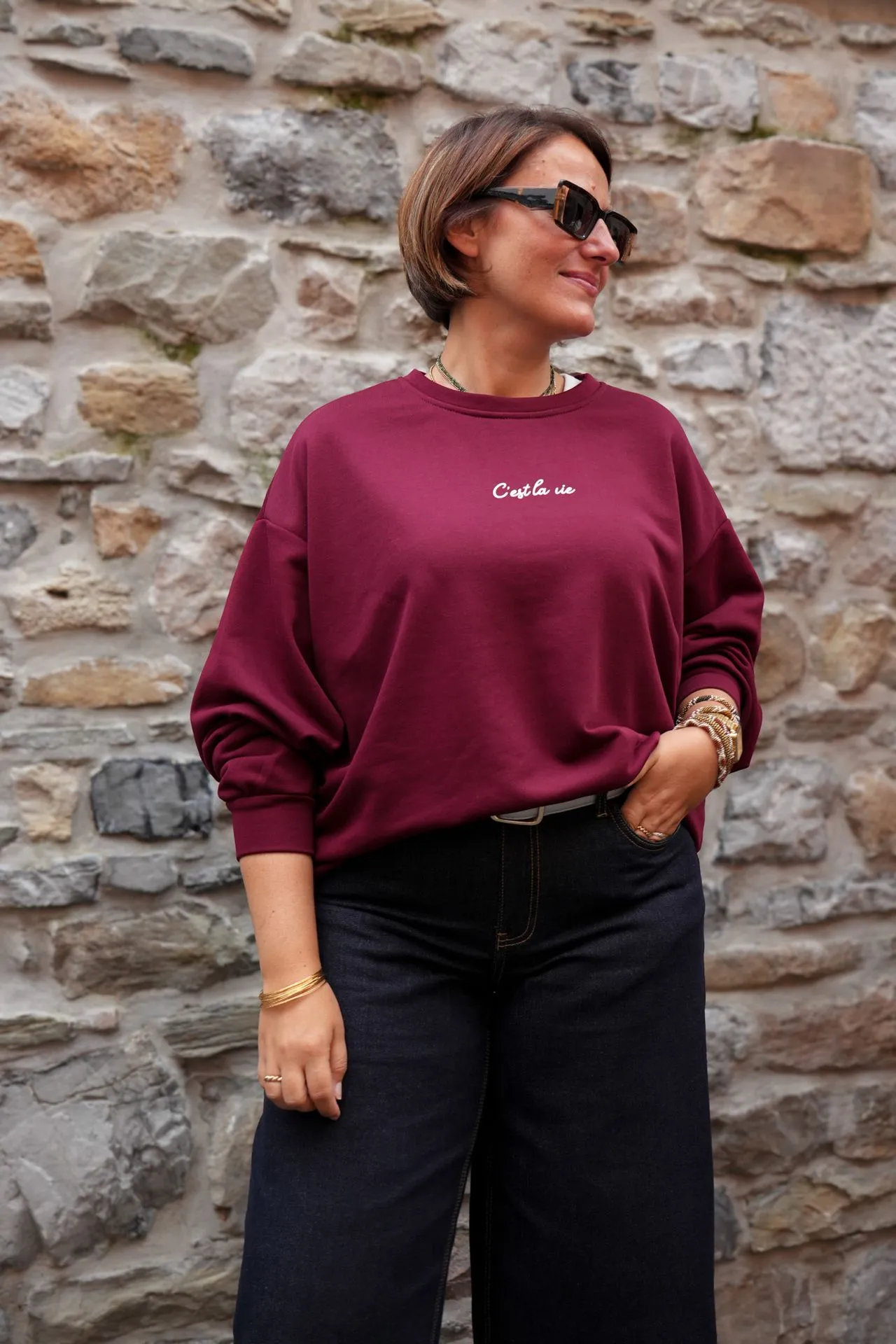 Sweat-shirt en coton - Bordeaux — vue 5
