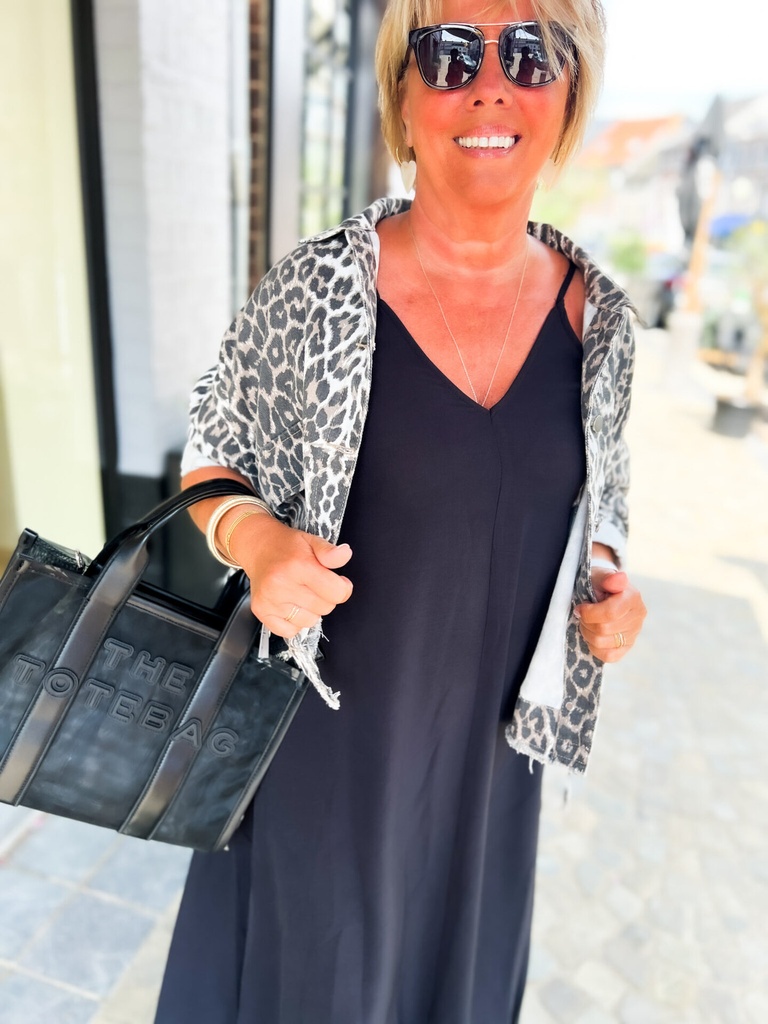 Veste en jeans oversized - Zoé - léopard blanc — vue 12