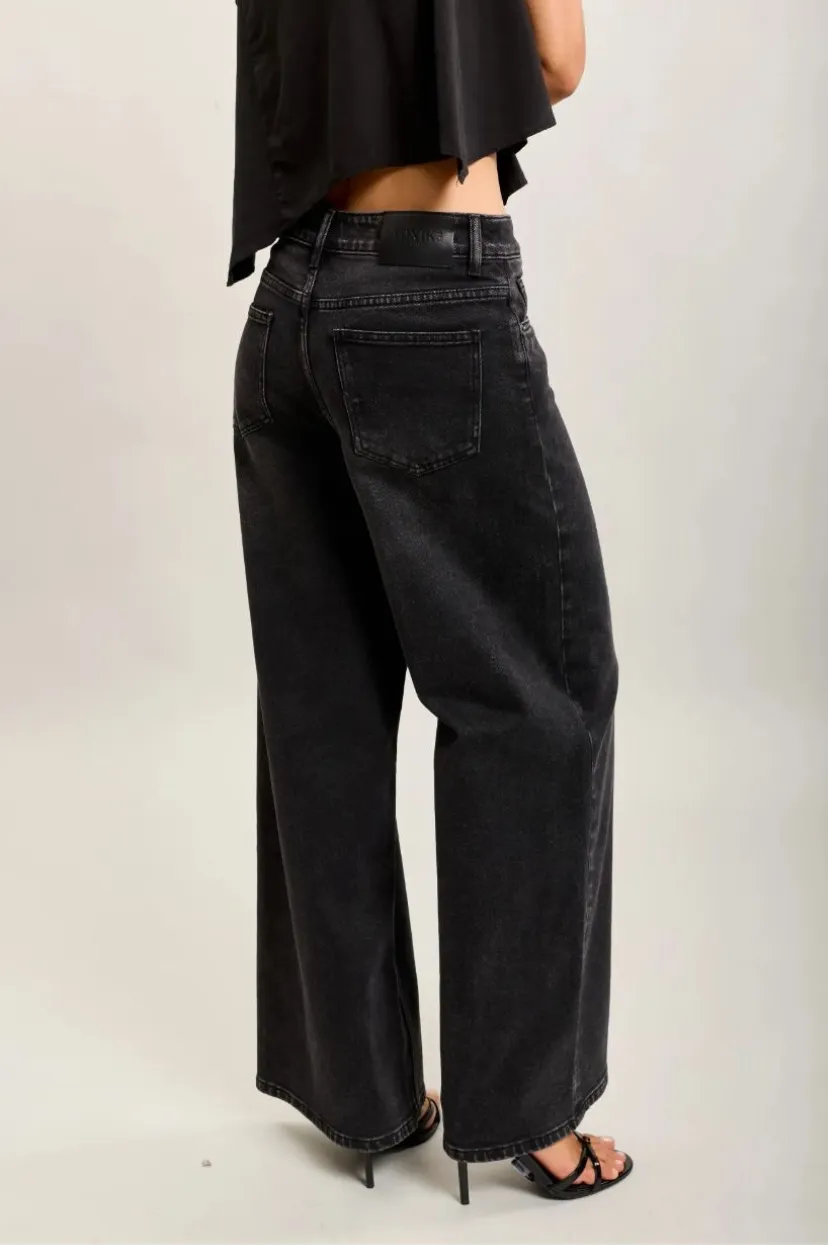 Jeans large boutonnière oblique - gris foncé — vue 2