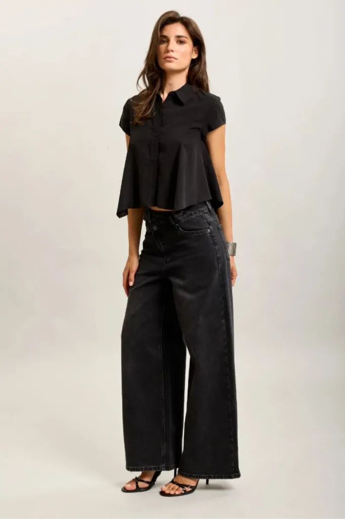 Jeans large boutonnière oblique - gris foncé — vue 3