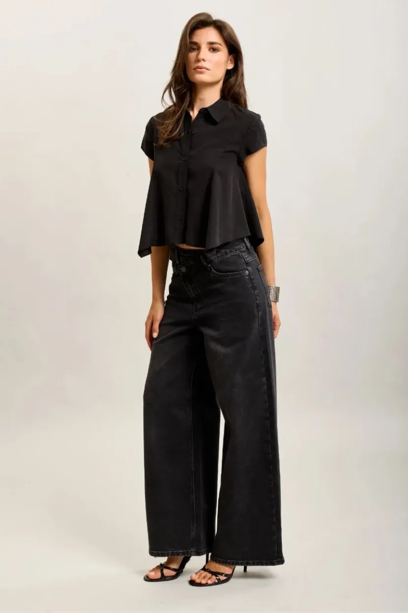 Jeans large boutonnière oblique - gris foncé — vue 3