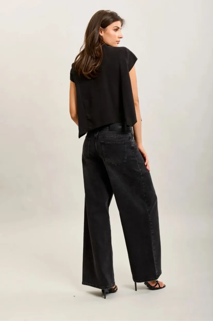 Jeans large boutonnière oblique - gris foncé — vue 6