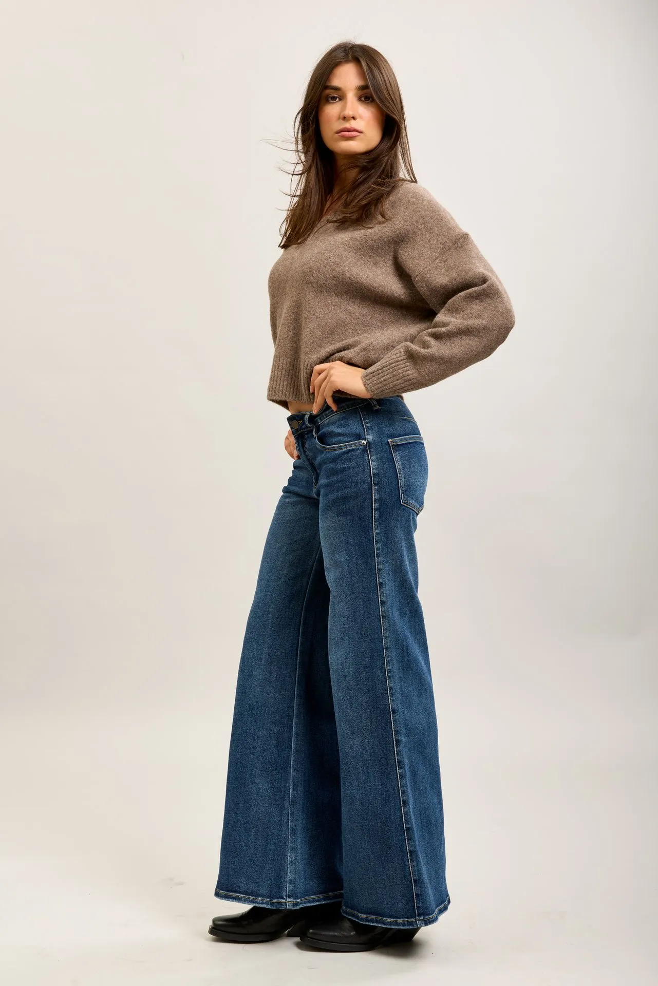 Jeans wide leg - Bleu — vue 6