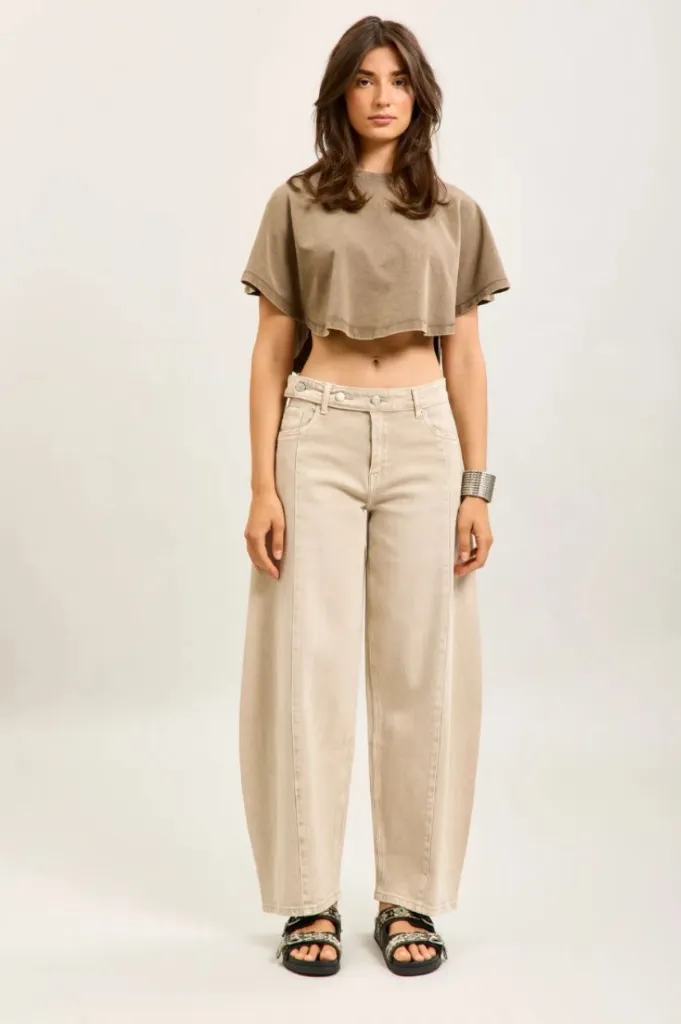 Jeans barrel /  ballon - beige délavé