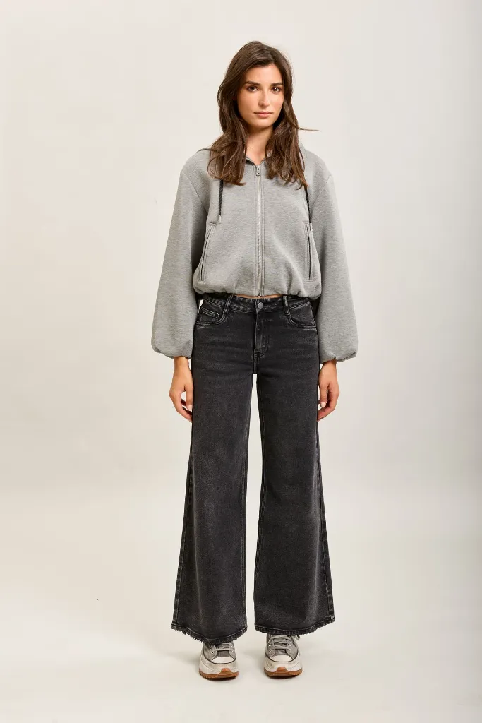 Jeans wide leg - gris foncé