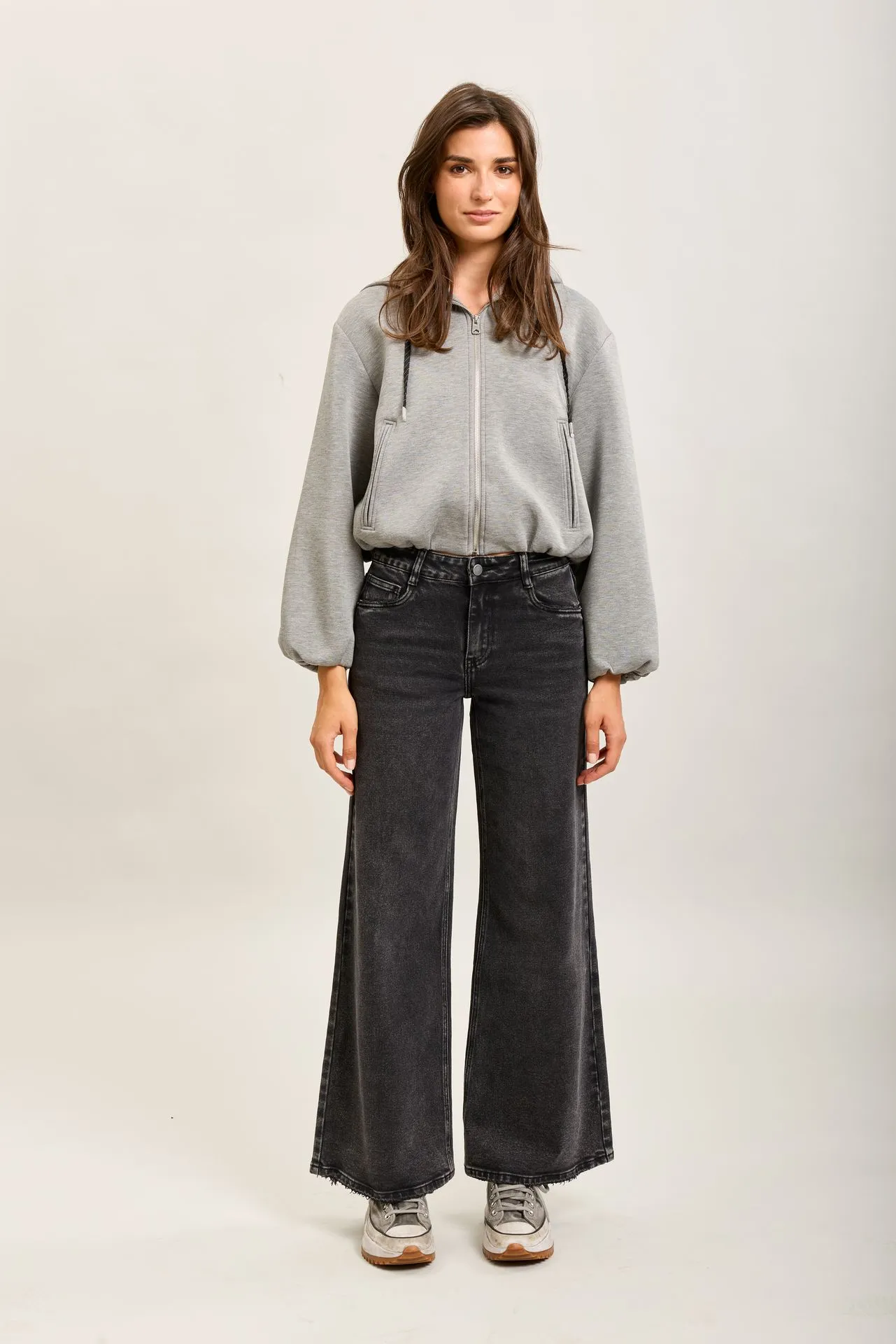 Jeans wide leg - gris foncé — vue 3