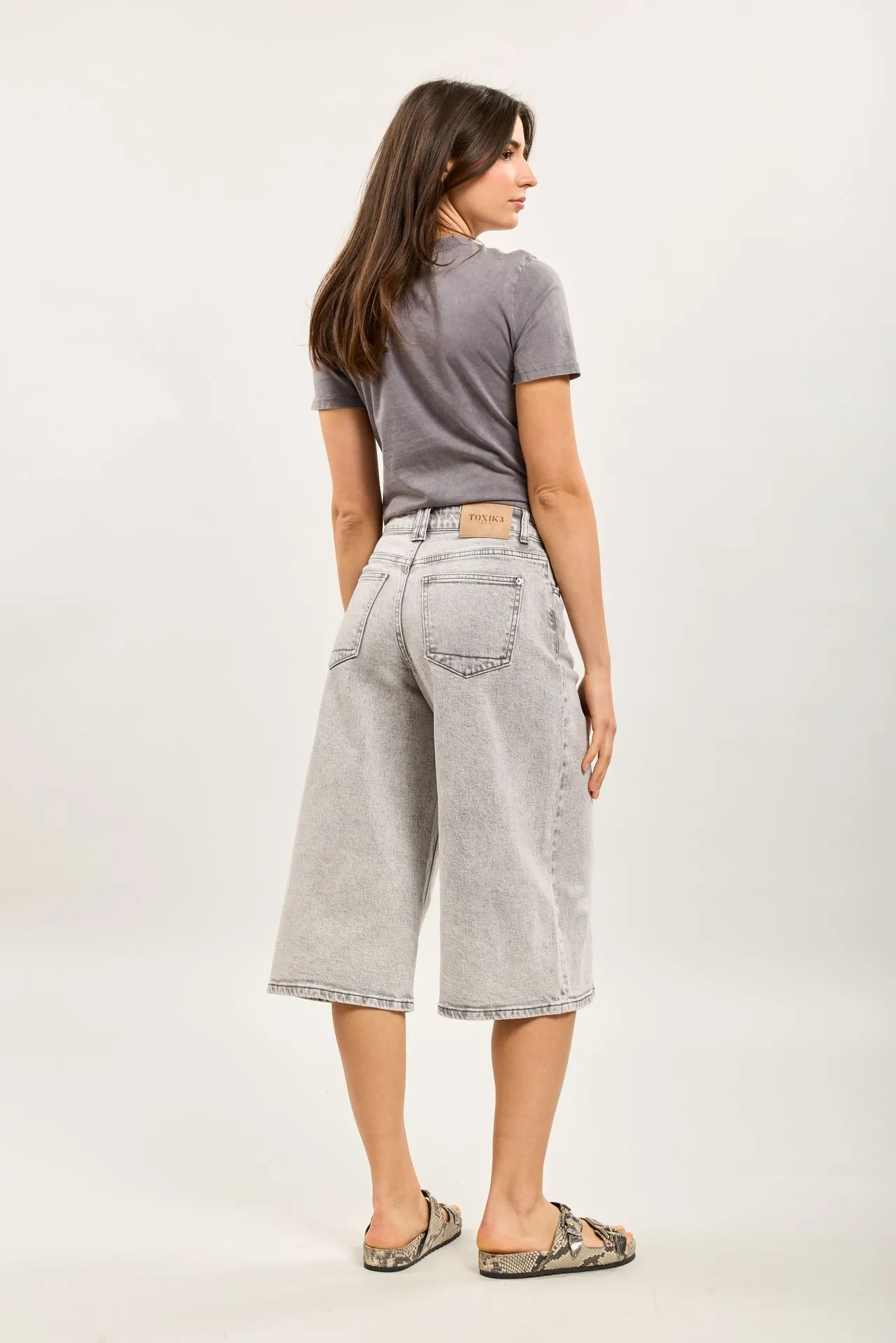 Bermuda / short en jeans - gris — vue 4