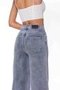 Jeans wide leg uni taille haute - Nathalie - Gris — vue 8