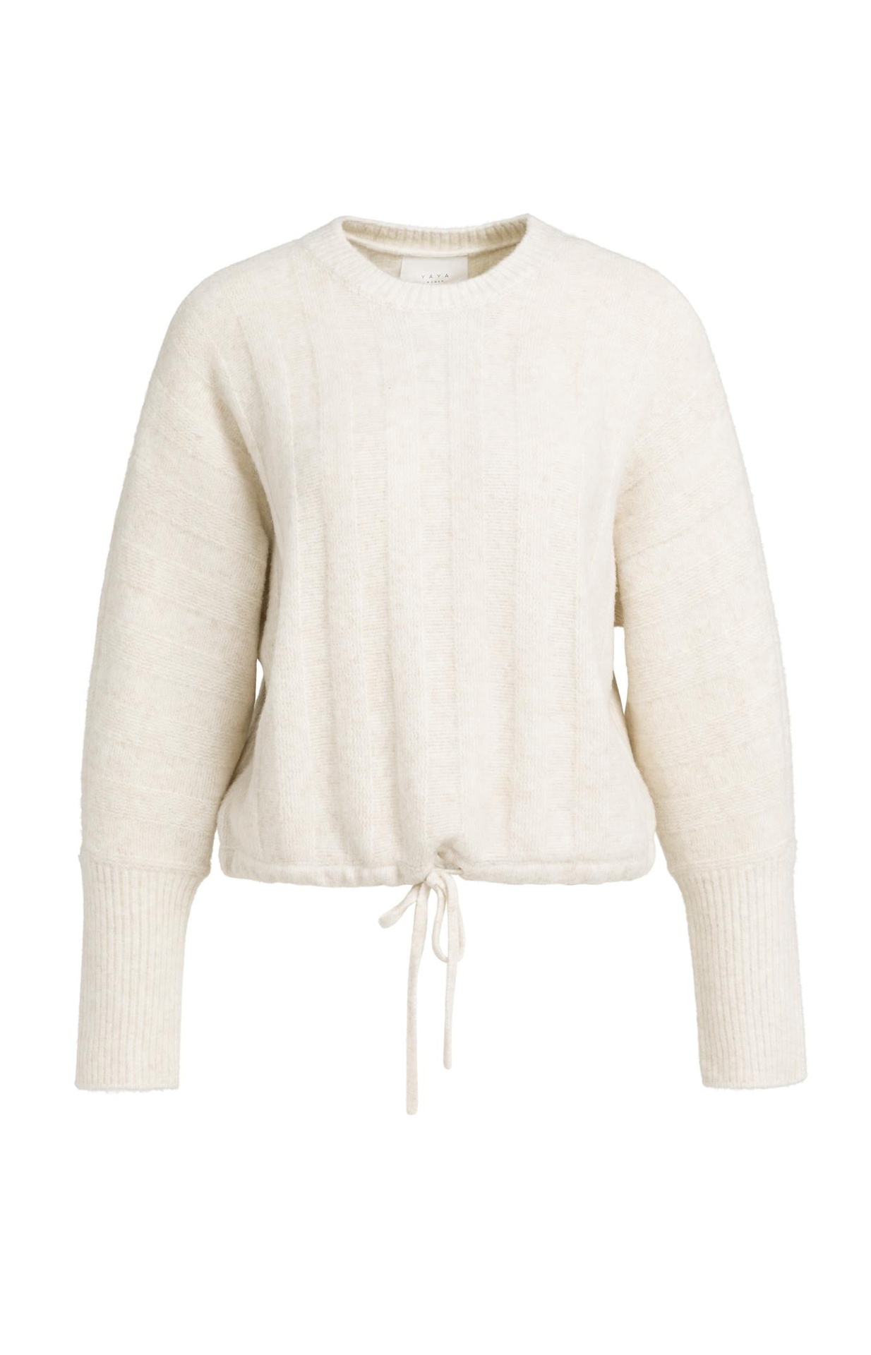 Pull avec manches chauve-souris et cordon de serrage - YAYA - Off White Melange (2)