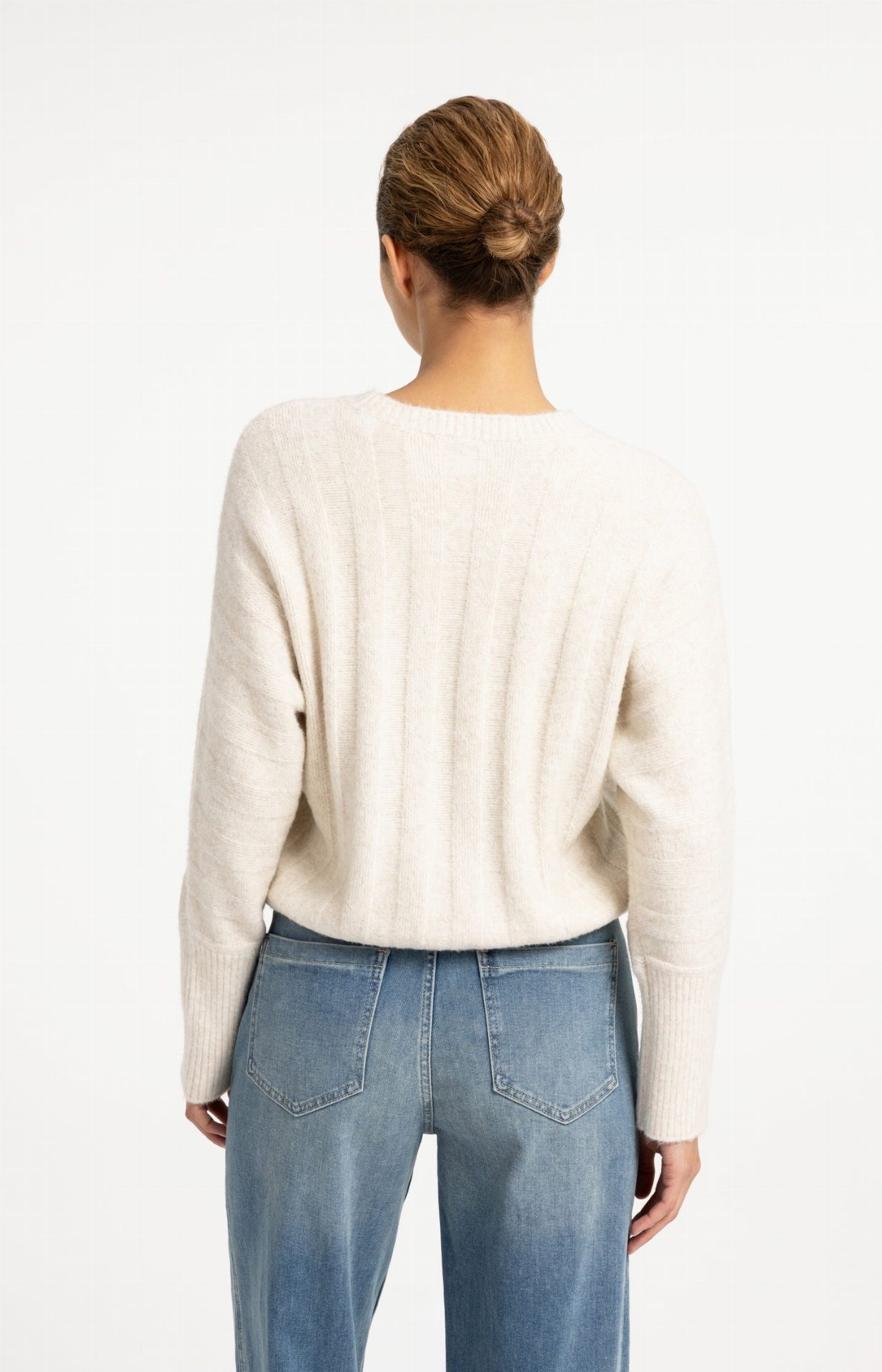Pull avec manches chauve-souris et cordon de serrage - YAYA - Off White Melange (4)