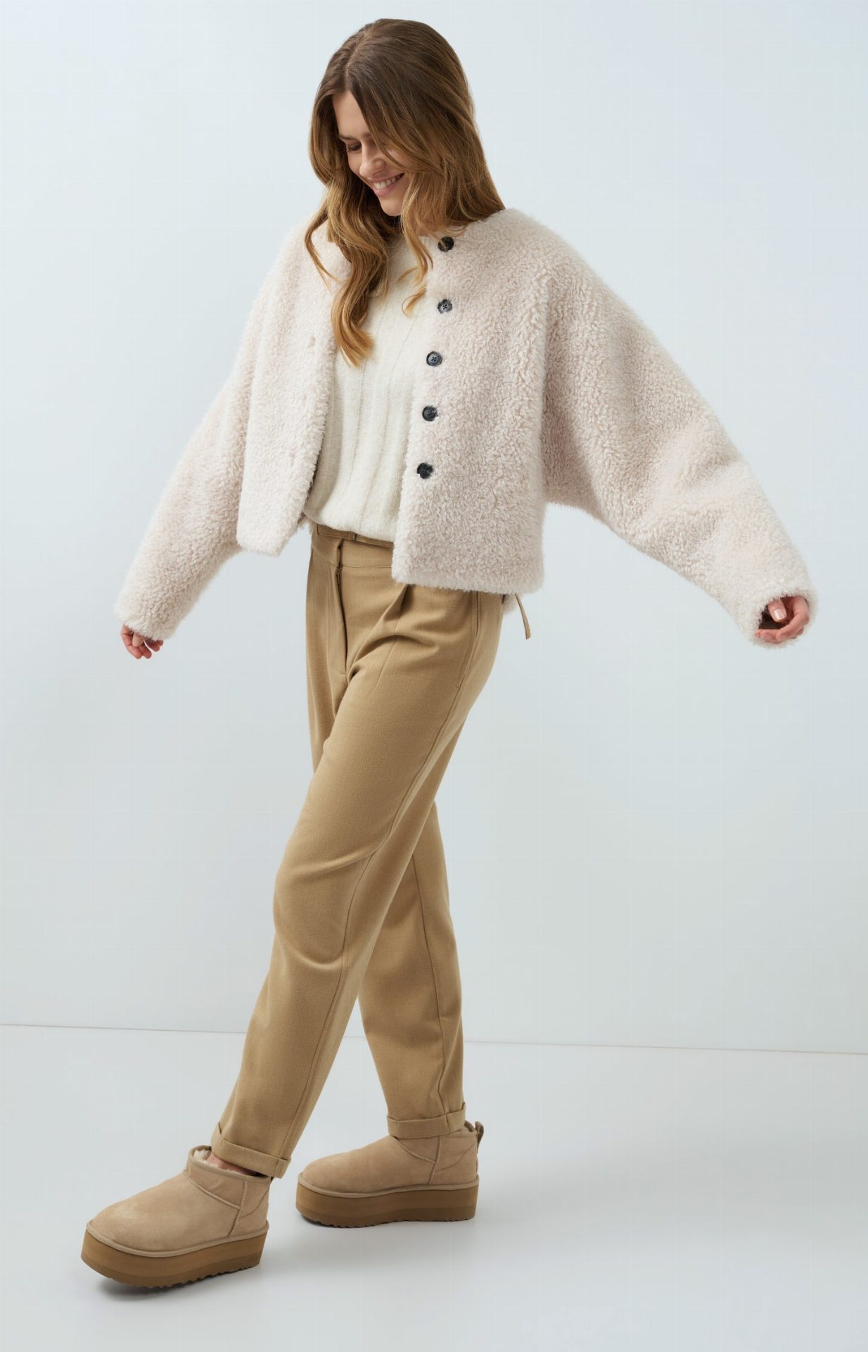 Pull avec manches chauve-souris et cordon de serrage - YAYA - Off White Melange (9)