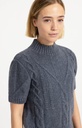 Pull en maille torsadée à manches courtes - YAYA - Arctic Seal Grey Melange (5)