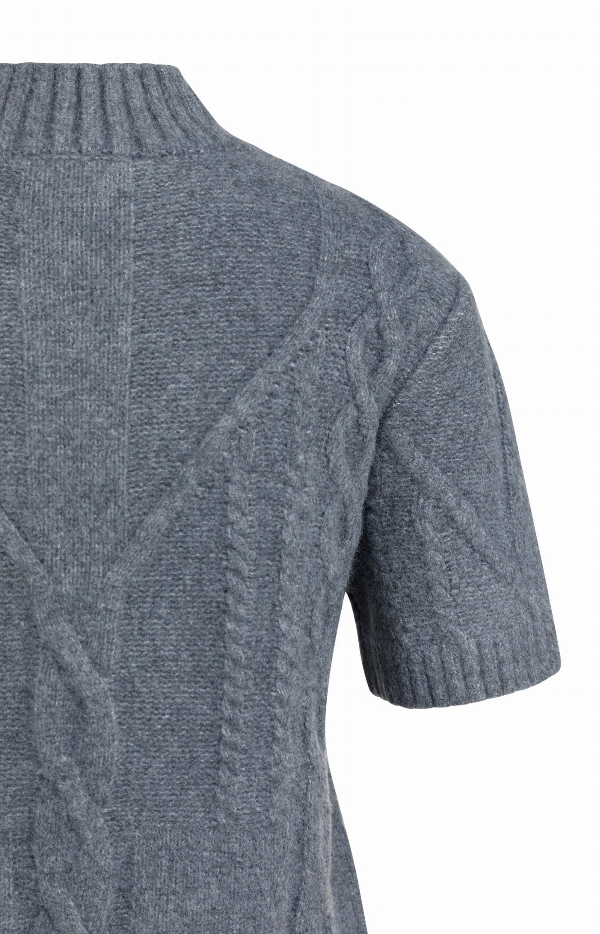 Pull en maille torsadée à manches courtes - YAYA - Arctic Seal Grey Melange (9)