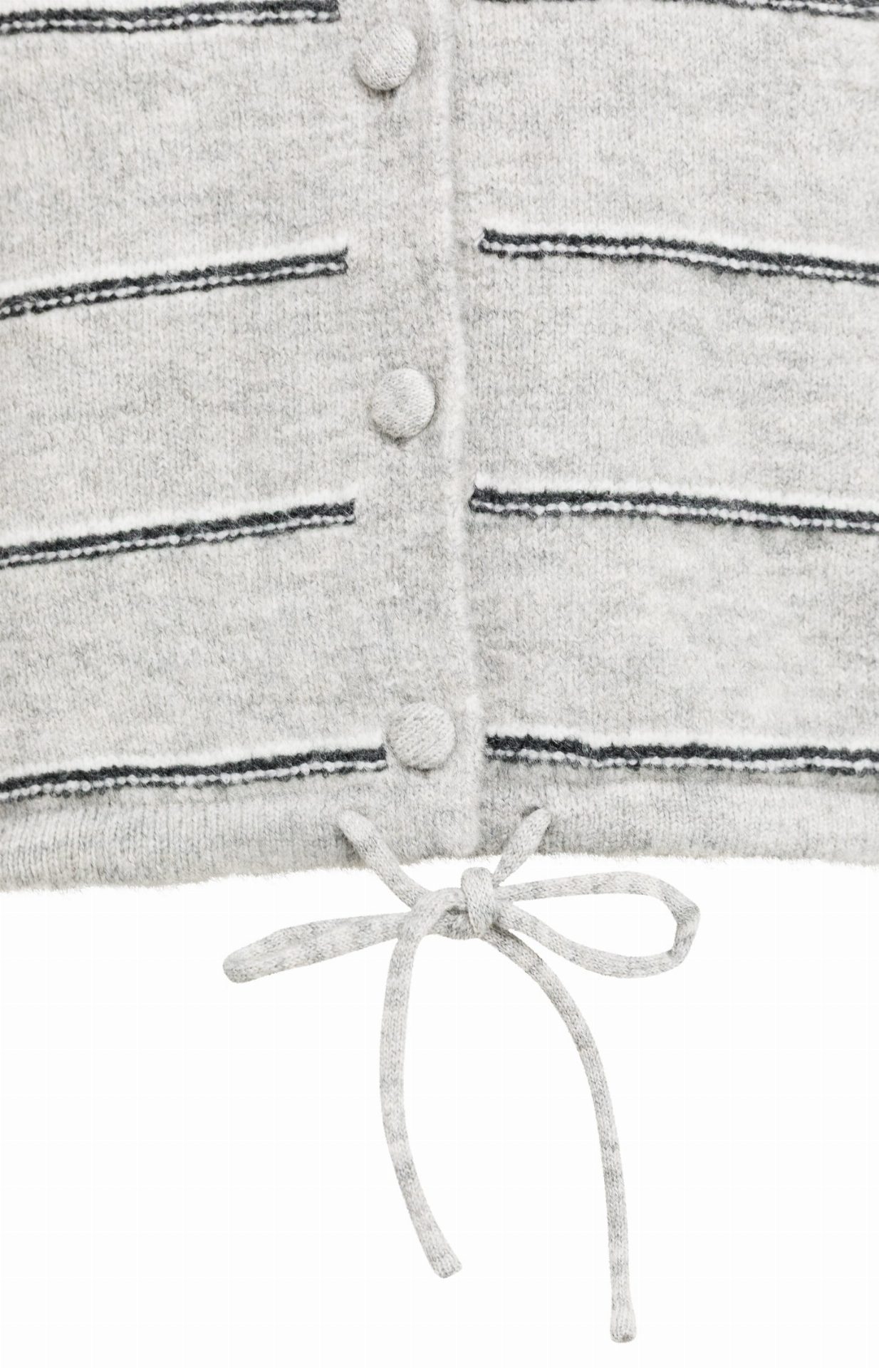 Cardigan rayé en maille avec lien à nouer - YAYA - Medium Grey Melange (13)