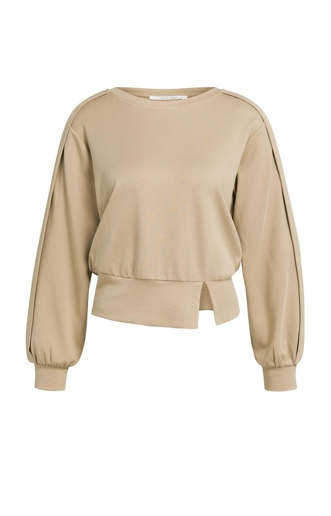 Pull léger avec ceinture et détails plissés - YAYA - Cornstalk Brown (2)