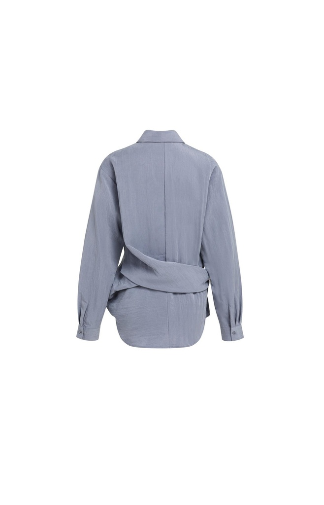 Chemisier avec nœud et manches longues - YAYA - Arctic Seal Grey