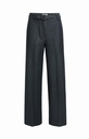 Pantalon en tissu avec ceinture et fini satiné - YAYA - Cat Black (2)