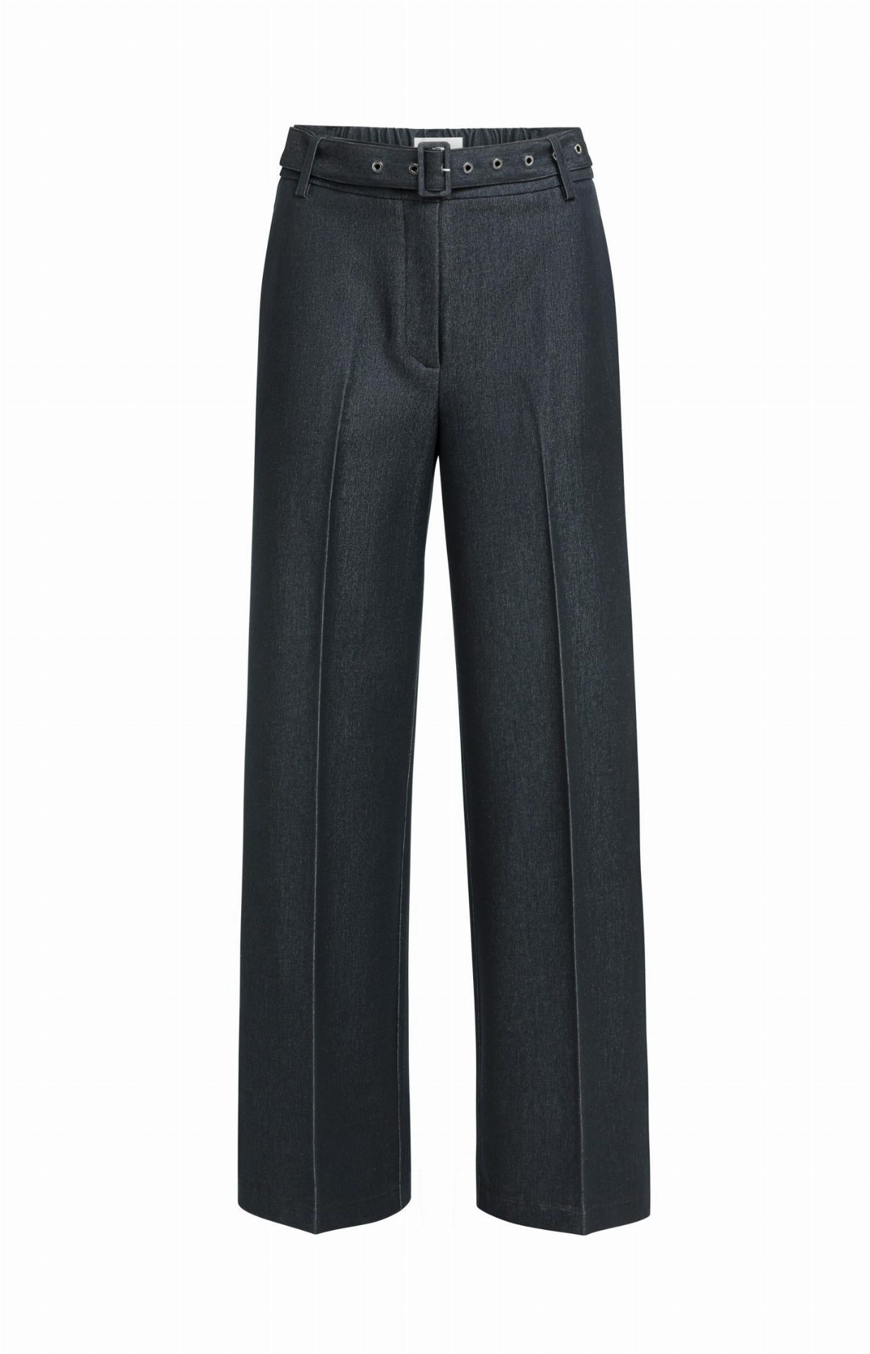 Pantalon en tissu avec ceinture et fini satiné - YAYA - Cat Black (2)