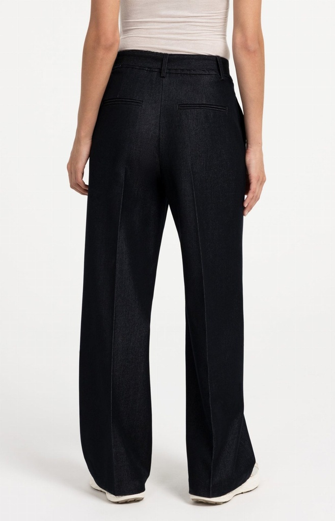 Pantalon en tissu avec ceinture et fini satiné - YAYA - Cat Black (3)