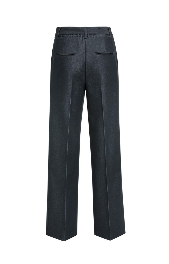 Pantalon en tissu avec ceinture et fini satiné - YAYA - Cat Black (8)