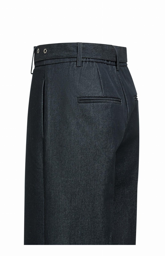 Pantalon en tissu avec ceinture et fini satiné - YAYA - Cat Black (9)