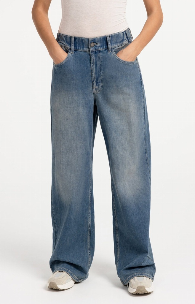 Jean à jambes larges extra-longues (L32) - YAYA - Mid Blue Denim (3)
