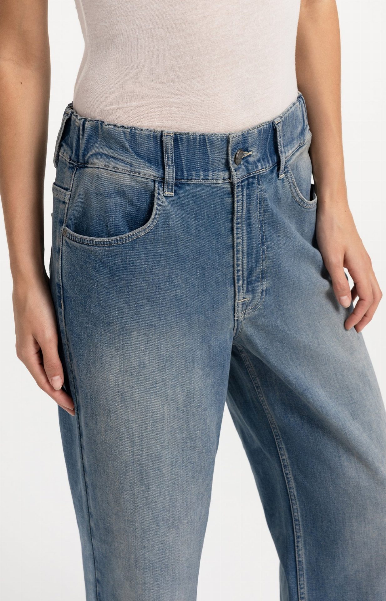 Jean à jambes larges extra-longues (L32) - YAYA - Mid Blue Denim (6)