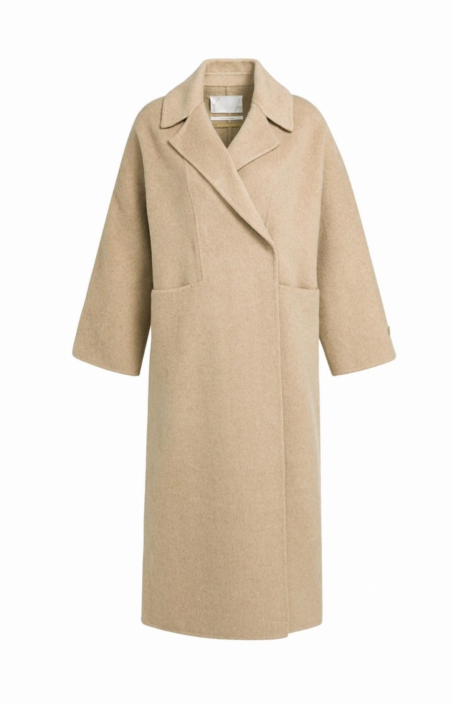 Manteau extra-long en laine mélangée et à la coupe oversize - YAYA - Cornstalk Brown Melange