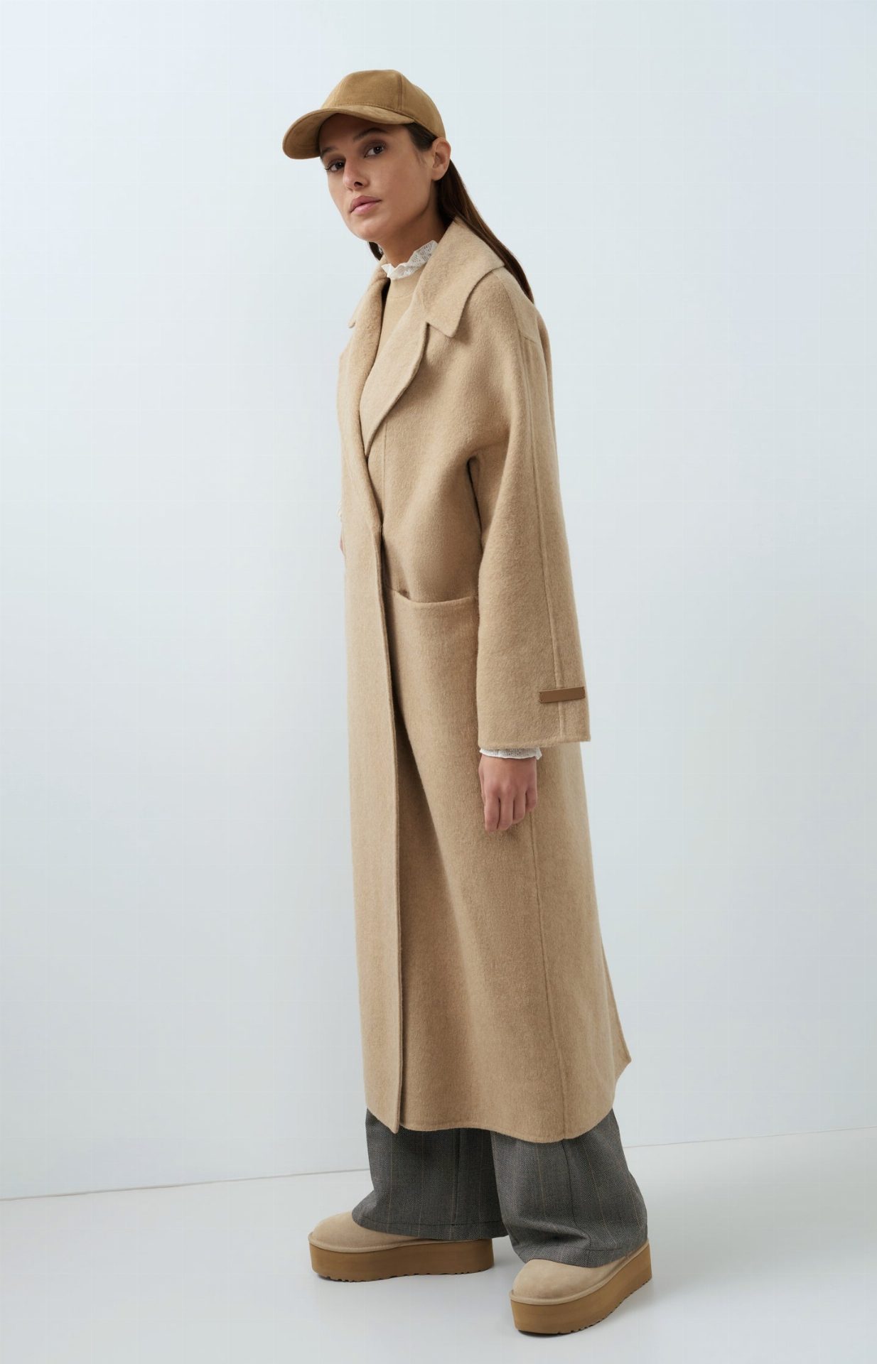 Manteau extra-long en laine mélangée et à la coupe oversize - YAYA - Cornstalk Brown Melange (4)